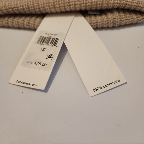 Calvin Klein 100% Cashmere Beanie Knit Ribbed Hat NWT main image 4